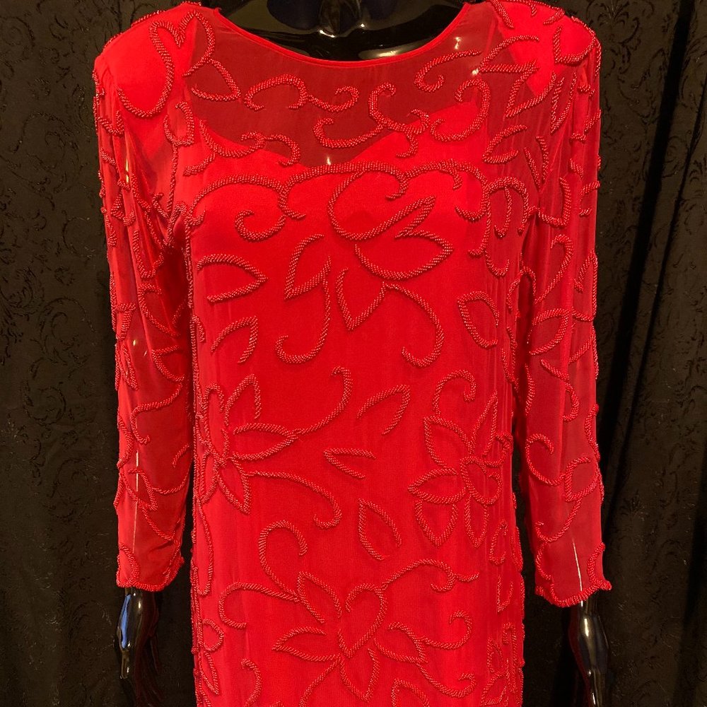 1960's Jack Bryan Vintage Coral Chiffon Dress